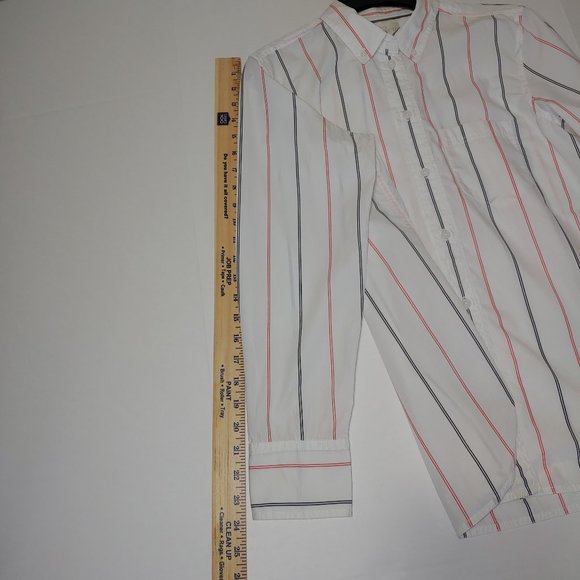 J.Crew Classic White with Black and Red Stripe Button Up Shirt Size 8 New/No Tag - Picture 8 of 11